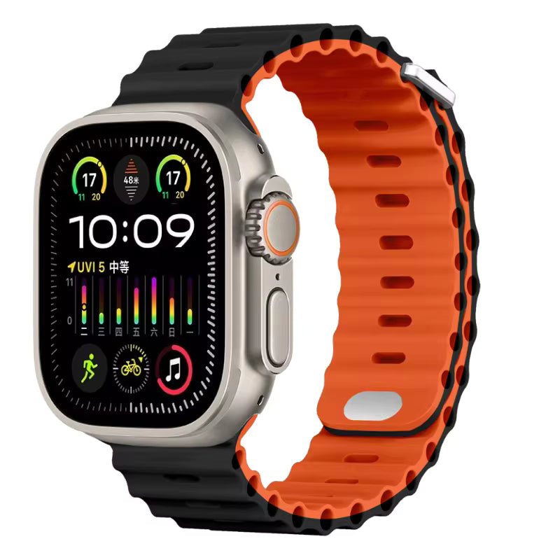 Ocean Silicone Strap for Apple Watch Ultra Band 49mm 46mm 45mm 41mm 44mm 40mm 42mm Series 11/10/9/8/7/6/5/4/SE