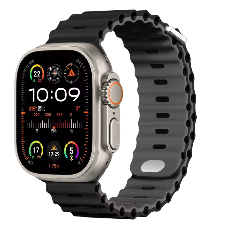 Ocean Silicone Strap for Apple Watch Ultra Band 49mm 46mm 45mm 41mm 44mm 40mm 42mm Series 11/10/9/8/7/6/5/4/SE