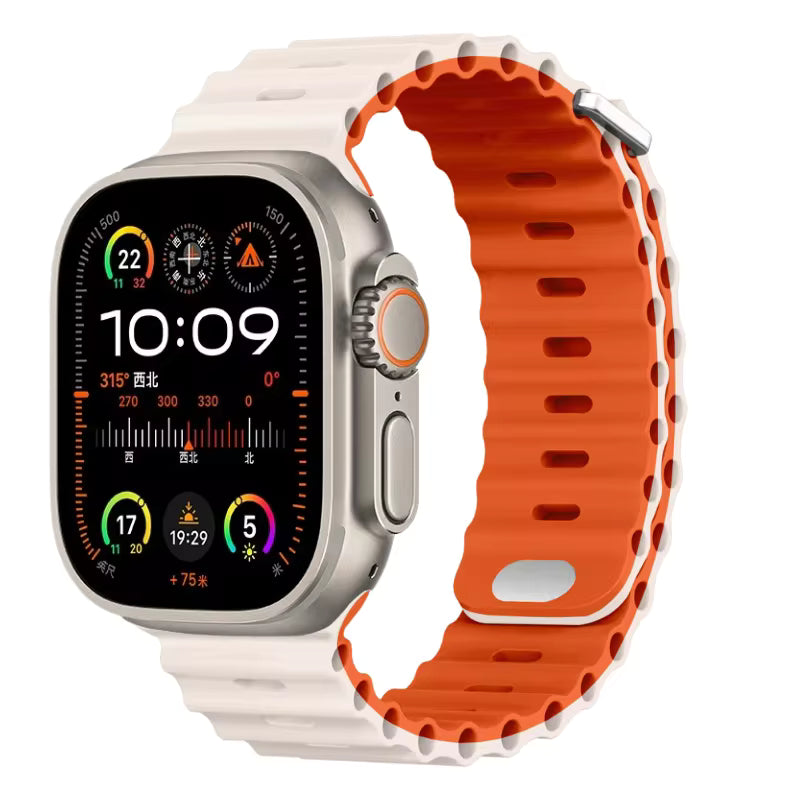 Ocean Silicone Strap for Apple Watch Ultra Band 49mm 46mm 45mm 41mm 44mm 40mm 42mm Series 11/10/9/8/7/6/5/4/SE
