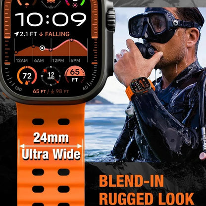 Ocean Sport Silicone Strap for Apple Watch Band Ultra2/1/9/8/7/6/5/4/SE