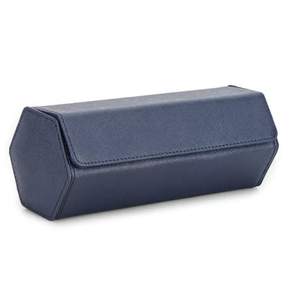 Saffiano Genuine Leather 3-Slot Watch Roll Case - Portable Hexagon Watch Storage Box