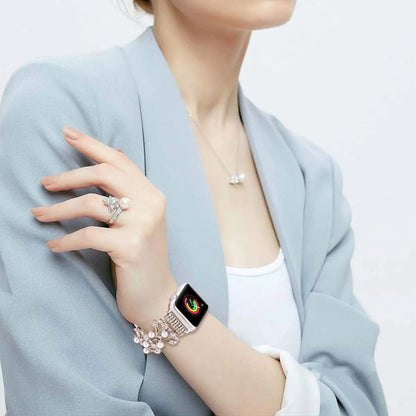 Pearl Elastic Beaded Bracelet for Apple Watch Band iWatch Series 10/9/8/7/6/5/4/SE