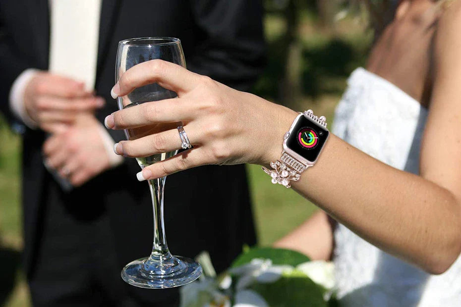 Pearl Elastic Beaded Bracelet for Apple Watch Band iWatch Series 10/9/8/7/6/5/4/SE