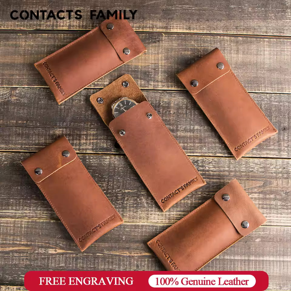 Portable Genuine Cowhide Leather Watch Case - 3/5/10 pcs. Wholesale Watch Pouch
