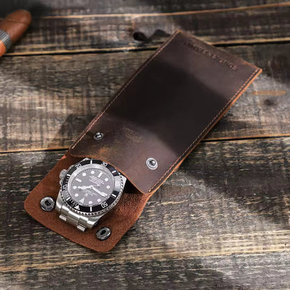 Portable Genuine Cowhide Leather Watch Case - 3/5/10 pcs. Wholesale Watch Pouch