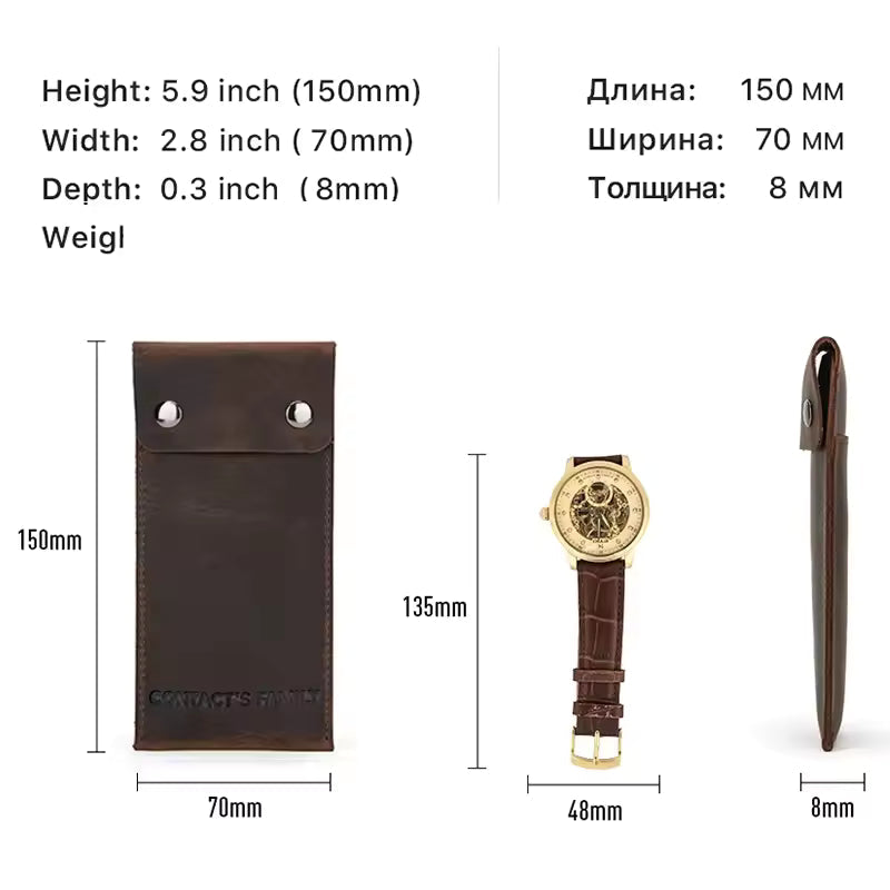 Portable Genuine Cowhide Leather Watch Case - 3/5/10 pcs. Wholesale Watch Pouch