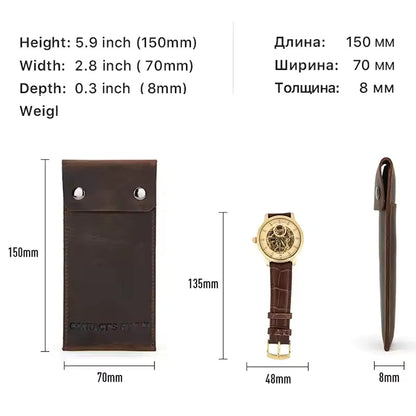Portable Genuine Cowhide Leather Watch Case - 3/5/10 pcs. Wholesale Watch Pouch
