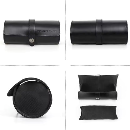 Genuine Leather 3-Slot Watch Roll Case - Portable Watch Holder Gift for Men & Women