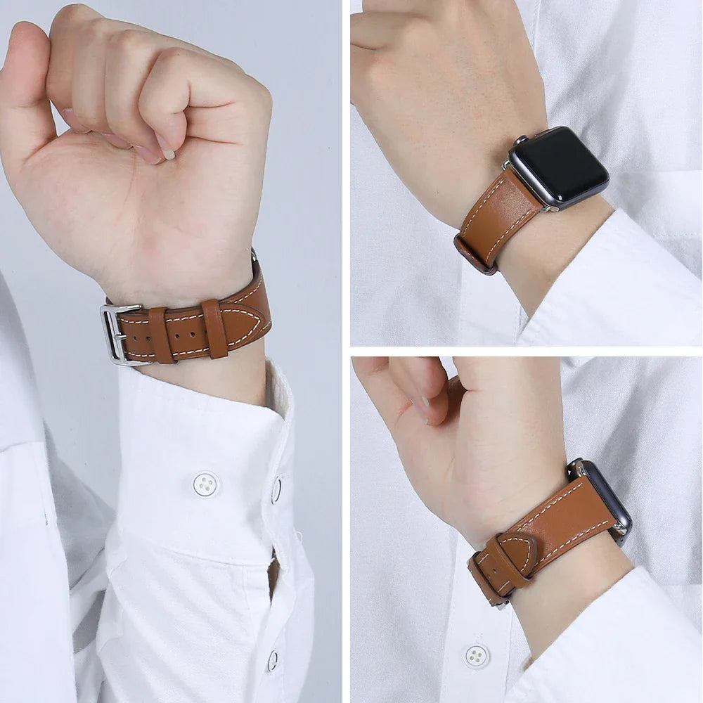 Premium Leather Strap for Apple Watch Ultra2 Band 49mm 46mm 45mm 41mm 44mm 42mm 40mm Series 10/9/8/7/6/5/4/SE