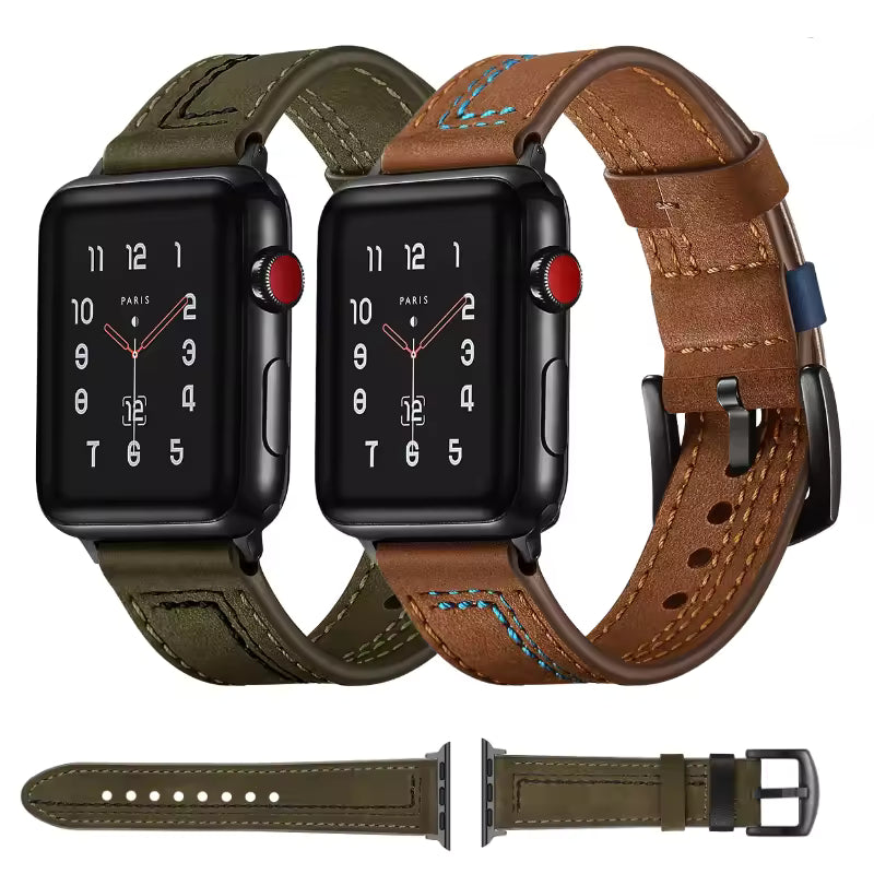 Premium Leather Strap for Apple Watch Band iWatch Series Ultra/2/9/8/7/6/5/4/3/SE