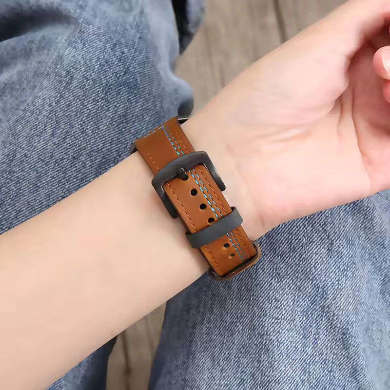 Premium Leather Strap for Apple Watch Band iWatch Series Ultra/2/9/8/7/6/5/4/3/SE