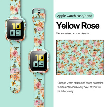 Printed Silicone Strap+Case for Apple Watch Band iWatch Series 9/8/7/6/5/4/3/SE