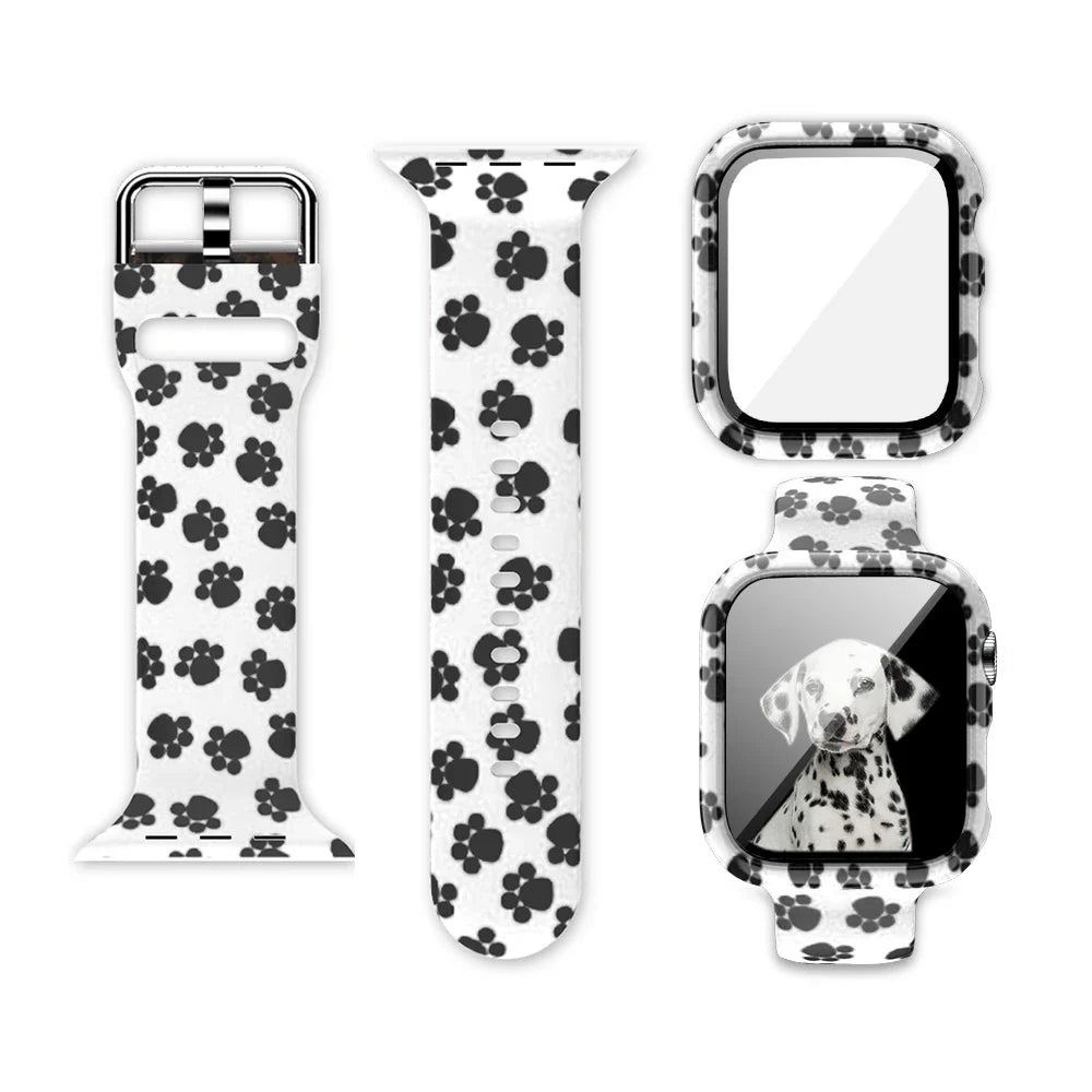 Printed Silicone Strap+Case for Apple Watch Band iWatch Series 9/8/7/6/5/4/3/SE