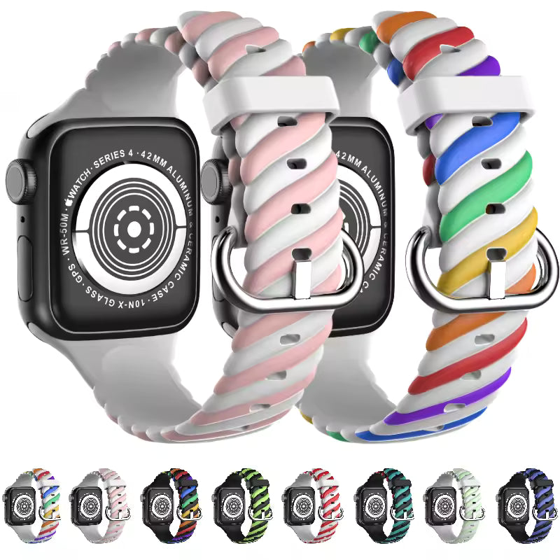 Rainbow Pattern Silicone Bracelet for Apple Watch Band iWatch Series 10/Ultra/2/9/8/7/6/5/4/SE