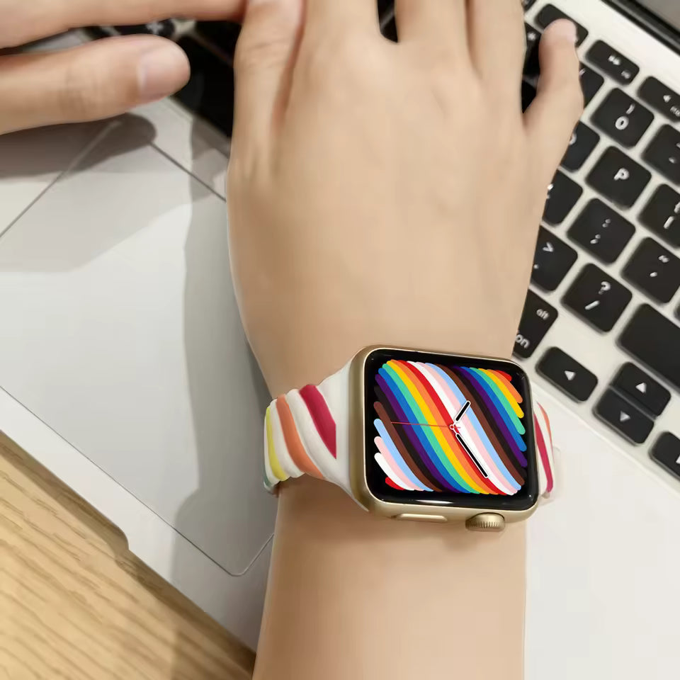 Rainbow Pattern Silicone Bracelet for Apple Watch Band iWatch Series 10/Ultra/2/9/8/7/6/5/4/SE