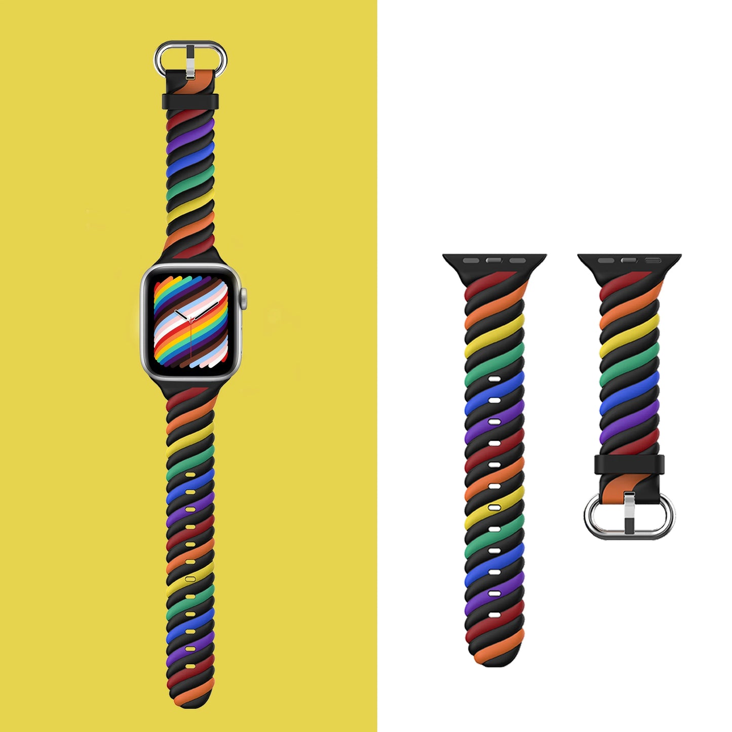 Rainbow Pattern Silicone Bracelet for Apple Watch Band iWatch Series 10/Ultra/2/9/8/7/6/5/4/SE