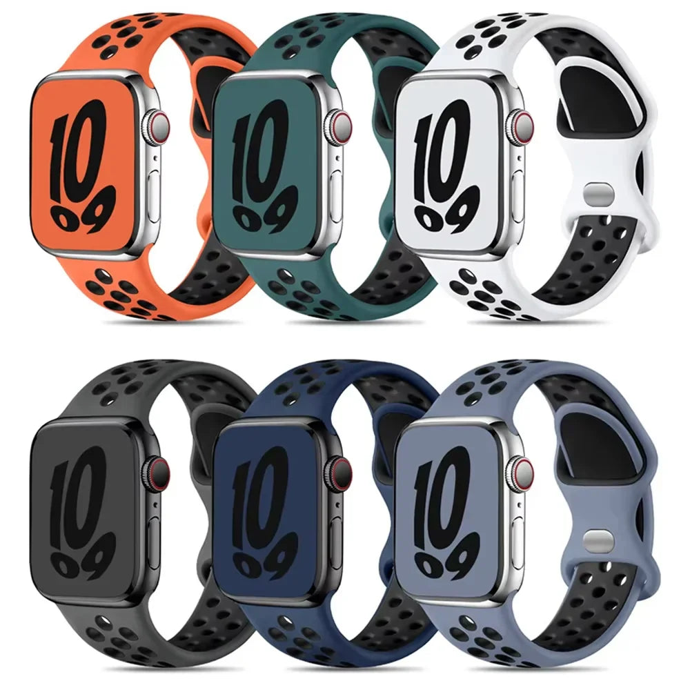 Silicone Breathable Bracelet for Apple Watch Band iWatch Series Ultra2/10/9/8/7/6/5/4/SE
