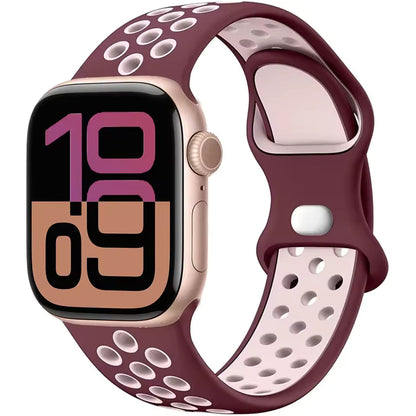 Silicone Breathable Bracelet for Apple Watch Band iWatch Series Ultra2/10/9/8/7/6/5/4/SE