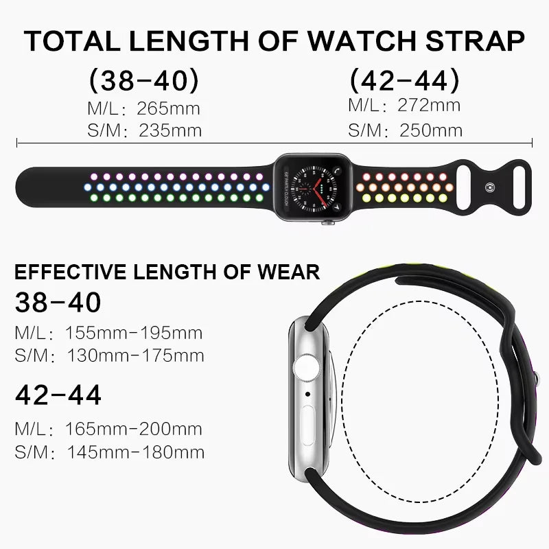 Silicone Breathable Bracelet for Apple Watch Band iWatch Series Ultra2/10/9/8/7/6/5/4/SE