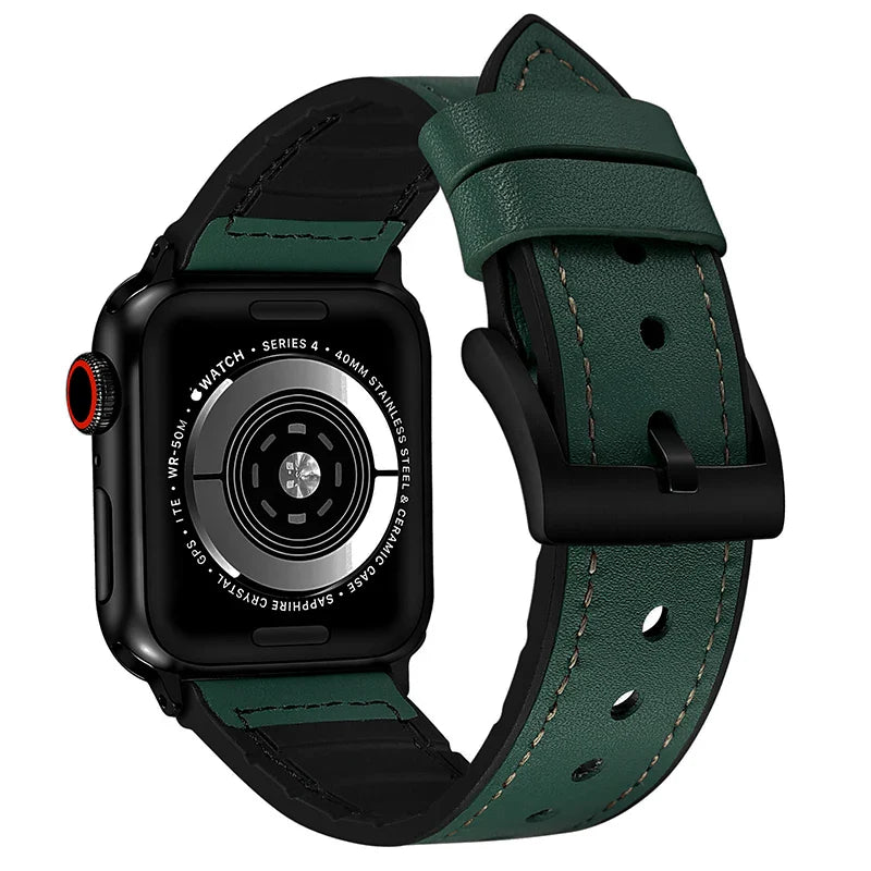 Silicone+Leather Strap for Apple Watch Band iWatch Series Ultra3/11/10/9/8/7/6/5/4/SE