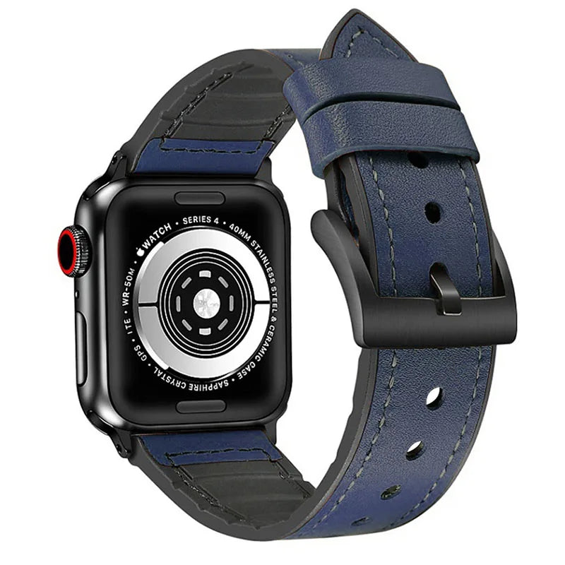 Silicone+Leather Strap for Apple Watch Band iWatch Series Ultra3/11/10/9/8/7/6/5/4/SE