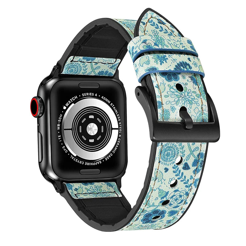 Silicone+Leather Strap for Apple Watch Band iWatch Series Ultra3/11/10/9/8/7/6/5/4/SE