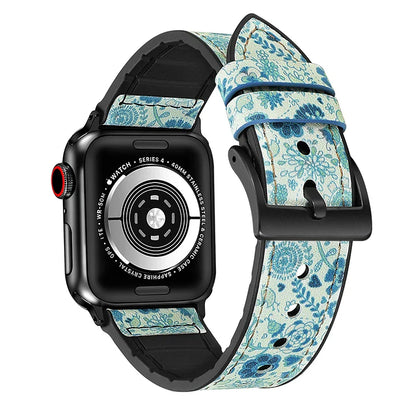 Silicone+Leather Strap for Apple Watch Band iWatch Series Ultra3/11/10/9/8/7/6/5/4/SE