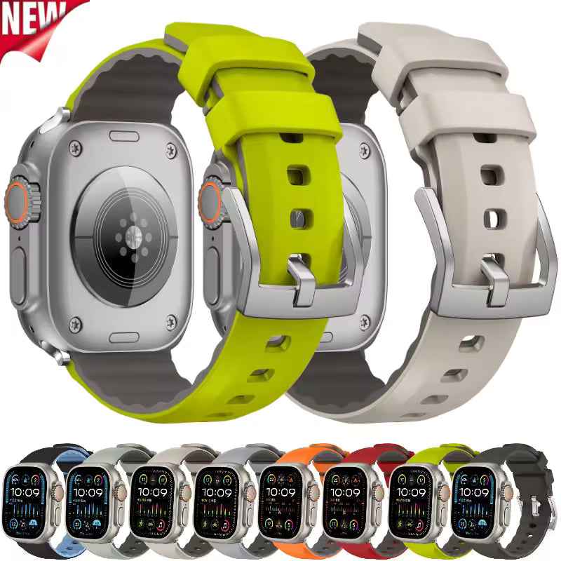 Two-Tone Silicone Strap for Apple Watch Band iWatch Series Ultra 3/2/11/10/9/8/7/6/5/4/SE