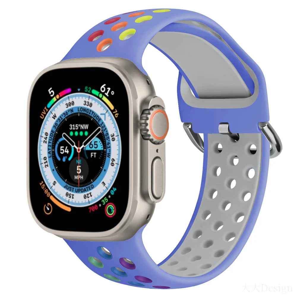 Silicone Sports Bracelet for Apple Watch Band iWatch Series Ultra3/2/11/10/9/8/7/6/5/4/SE