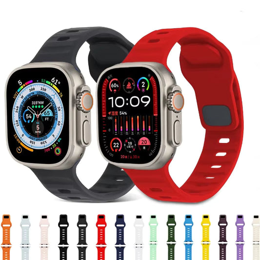 Silicone Sports Strap for Apple Watch Band iWatch Series Ultra2/11/10/9/8/7/6/5/4/3/SE2