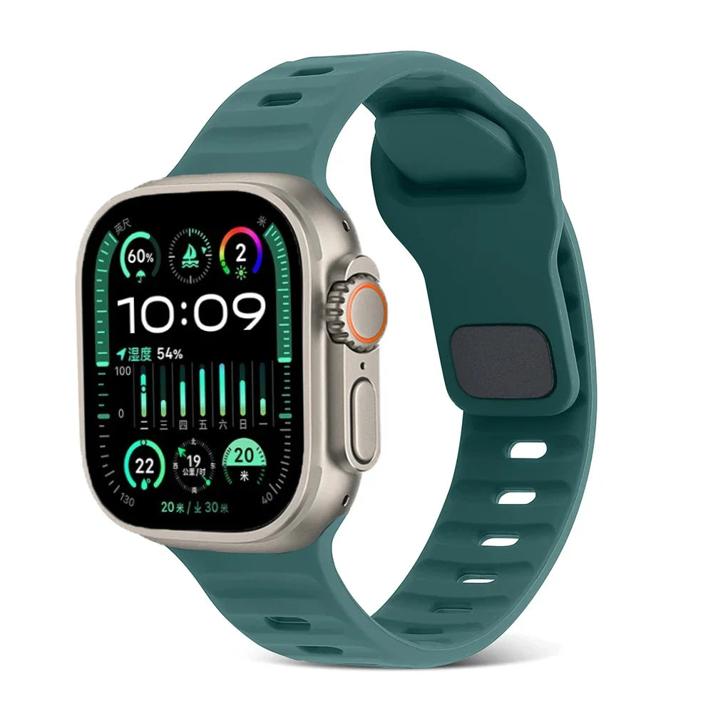 Silicone Sports Strap for Apple Watch Band iWatch Series Ultra2/11/10/9/8/7/6/5/4/3/SE2