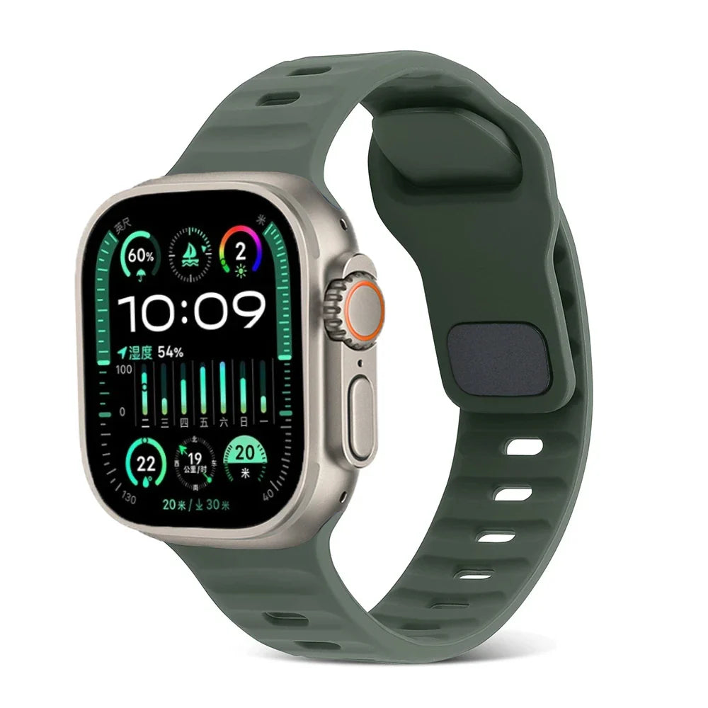 Silicone Sports Strap for Apple Watch Band iWatch Series Ultra2/11/10/9/8/7/6/5/4/3/SE2