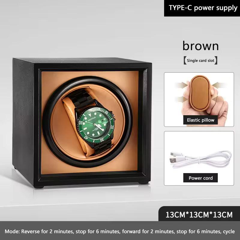 Single Slot Automatic Watch Winder - Luxury Wooden Watch Shaker Watch Box with Mabuchi Motor
