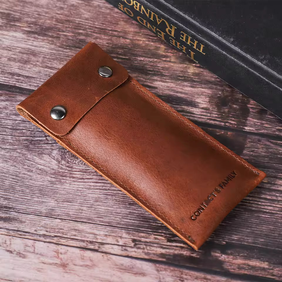 Single Slot Genuine Leather Watch Case for Men - Travel Portable Watch Pouch Holder