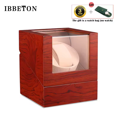 Single Slot Watch Winder - Wooden Automatic Watch Box with Glass Display