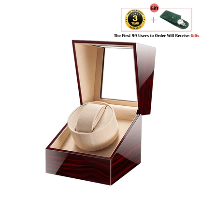 Single Slot Watch Winder - Wooden Automatic Watch Box with Glass Display