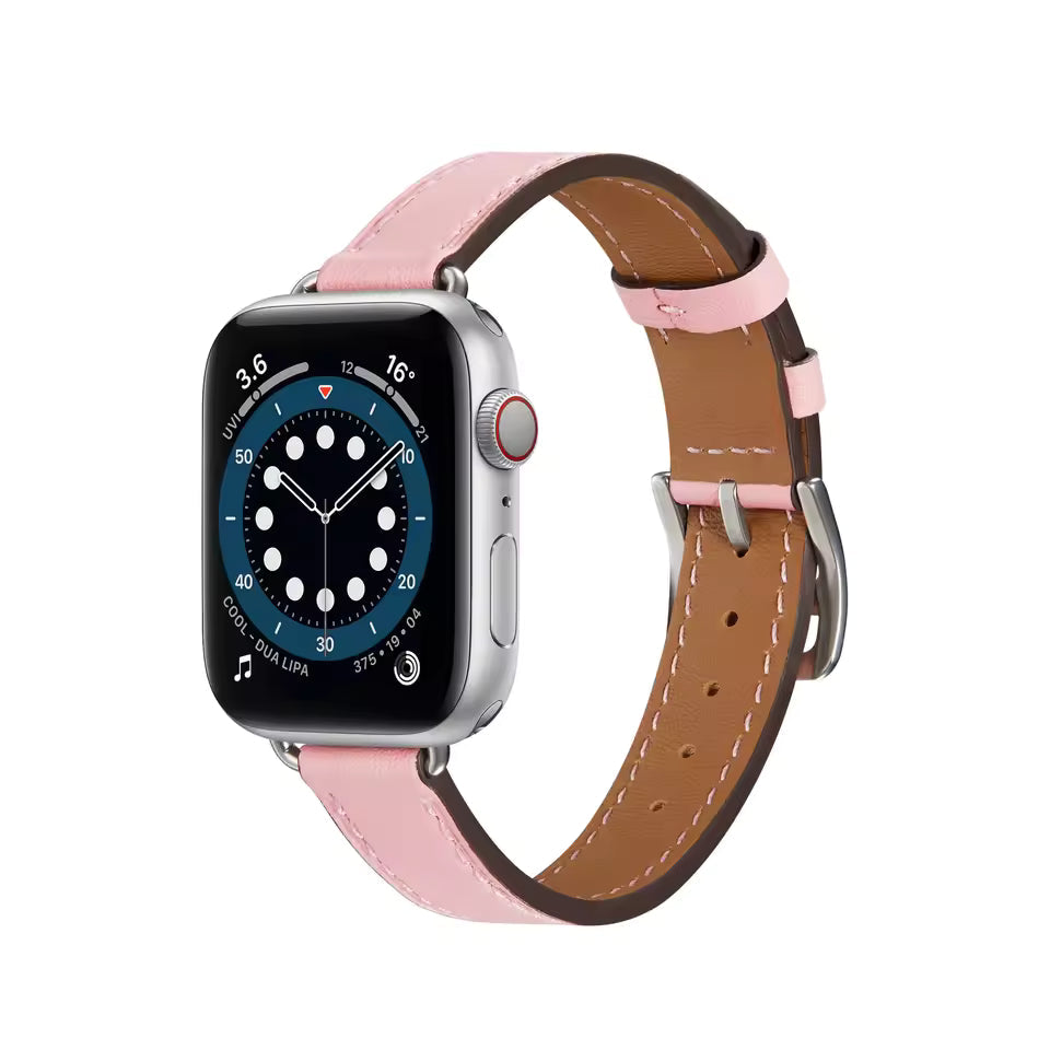 Slim-fit Leather Strap for Apple Watch Band iWatch Series Ultra/3/11/10/9/8/7/6/5/4/SE