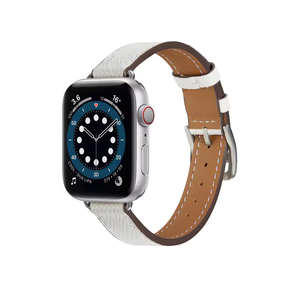 Slim-fit Leather Strap for Apple Watch Band iWatch Series Ultra/3/11/10/9/8/7/6/5/4/SE