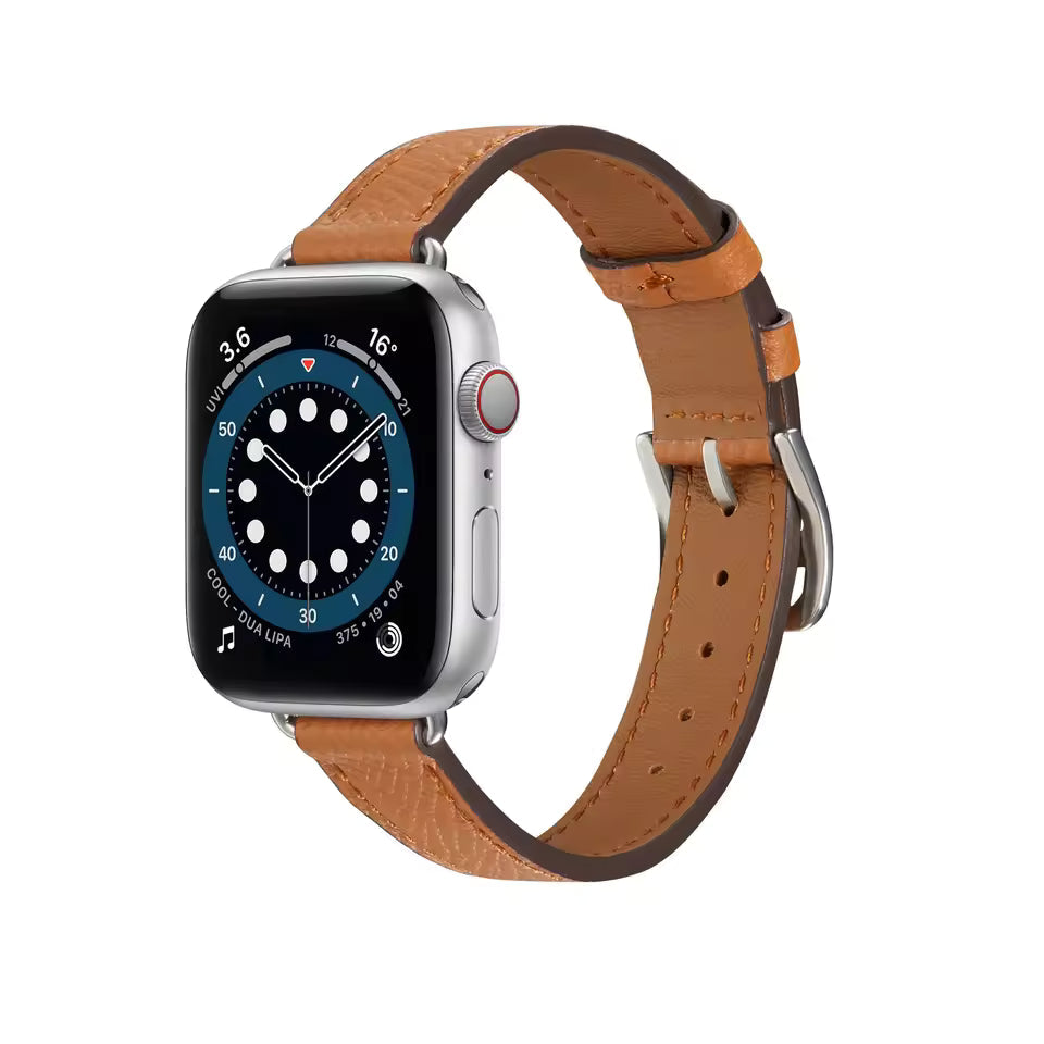 Slim-fit Leather Strap for Apple Watch Band iWatch Series Ultra/3/11/10/9/8/7/6/5/4/SE