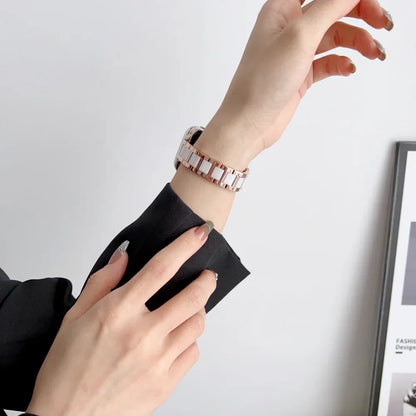 Slim Metal+Ceramic Bracelet for Apple Watch Band Ultra/10/9/8/7/6/5/4/SE