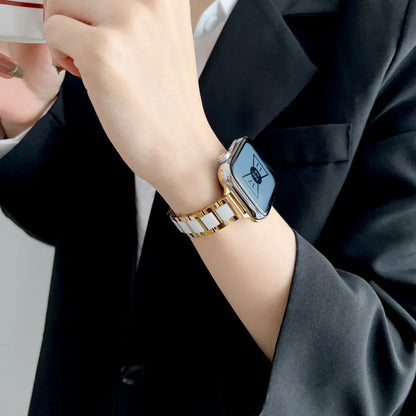 Slim Metal+Ceramic Bracelet for Apple Watch Band Ultra/10/9/8/7/6/5/4/SE