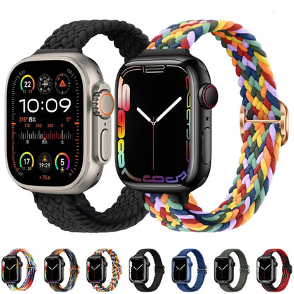 Slim Nylon Braided Bracelet for Apple Watch Band iWatch Series Ultra3/2/10/9/8/7/6/5/4/3/SE2