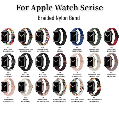 Slim Nylon Braided Bracelet for Apple Watch Band iWatch Series Ultra3/2/10/9/8/7/6/5/4/3/SE2