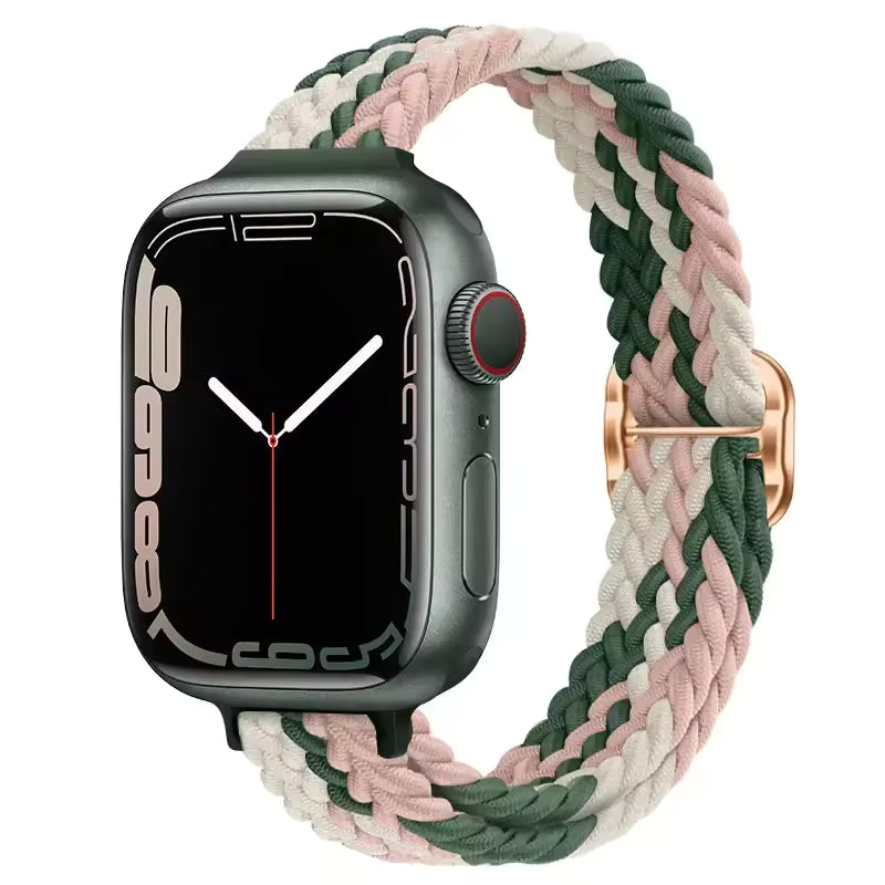 Slim Nylon Braided Bracelet for Apple Watch Band iWatch Series Ultra3/2/10/9/8/7/6/5/4/3/SE2