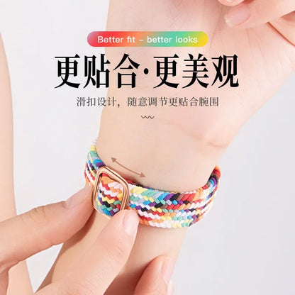 Slim Nylon Braided Bracelet for Apple Watch Band iWatch Series Ultra3/2/10/9/8/7/6/5/4/3/SE2