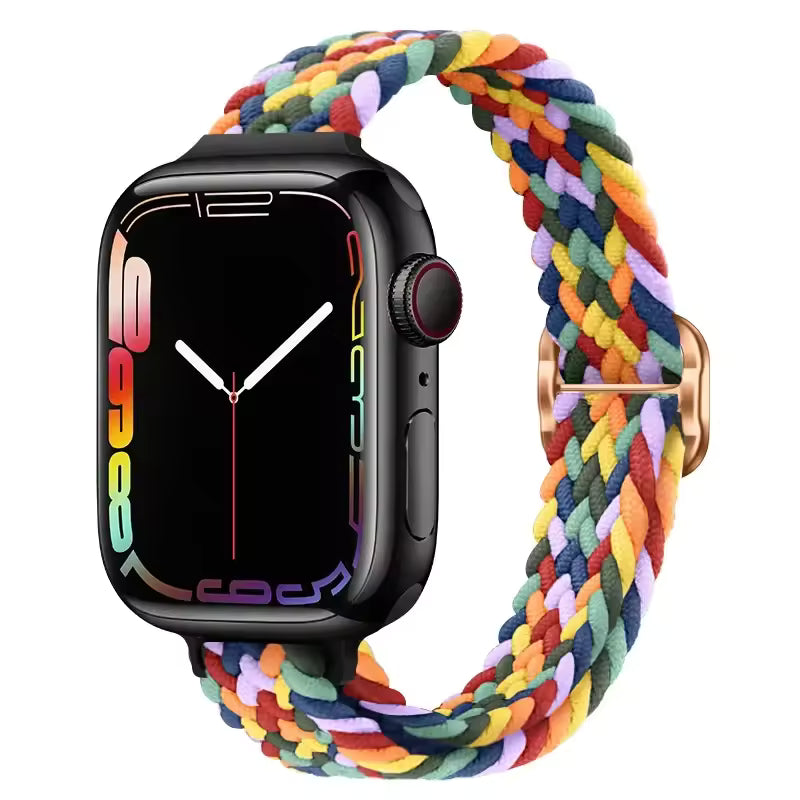 Slim Nylon Braided Bracelet for Apple Watch Band iWatch Series Ultra3/2/10/9/8/7/6/5/4/3/SE2