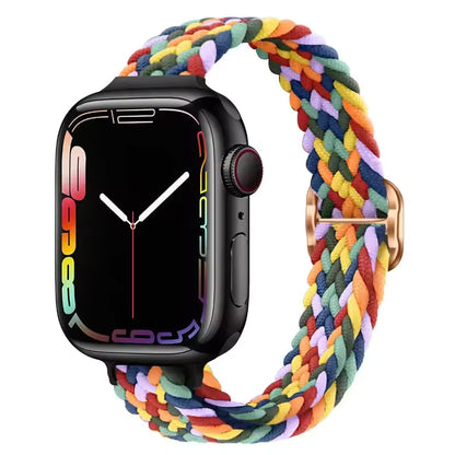 Slim Nylon Braided Bracelet for Apple Watch Band iWatch Series Ultra3/2/10/9/8/7/6/5/4/3/SE2