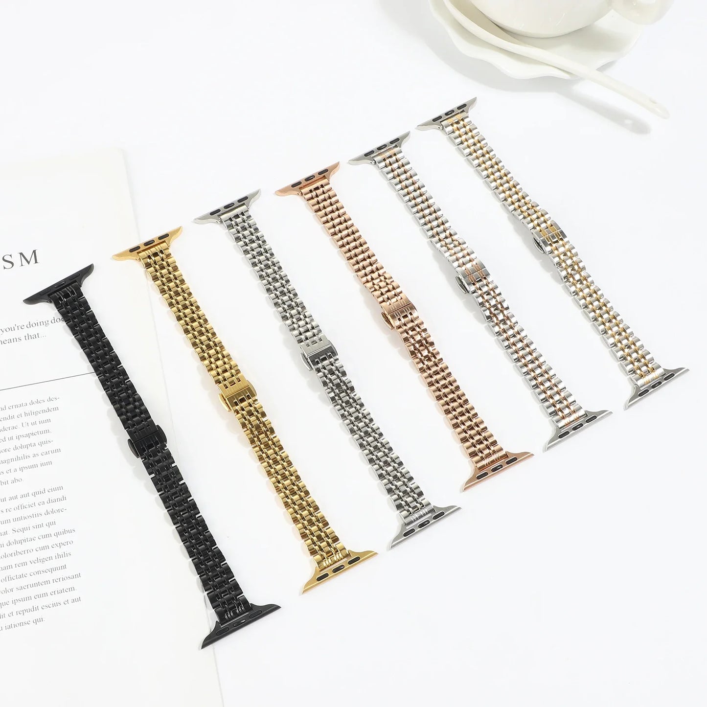 Slim Stainless Steel Bracelet for Apple Watch Band iWatch Series Ultra 3/211/10/9/8/7/6/5/4/SE