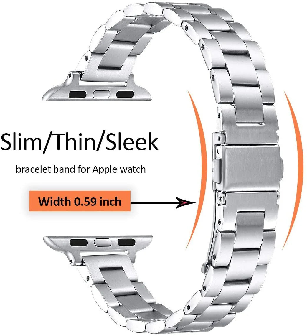 Slim Stainless Steel Bracelet for Apple Watch Ultra3 Band 49mm 45mm 44mm 42mm 41mm 40mm 46mm Series 11/10/9/8/7/6/5/4/SE3