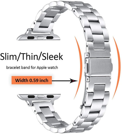 Slim Stainless Steel Bracelet for Apple Watch Ultra3 Band 49mm 45mm 44mm 42mm 41mm 40mm 46mm Series 11/10/9/8/7/6/5/4/SE3